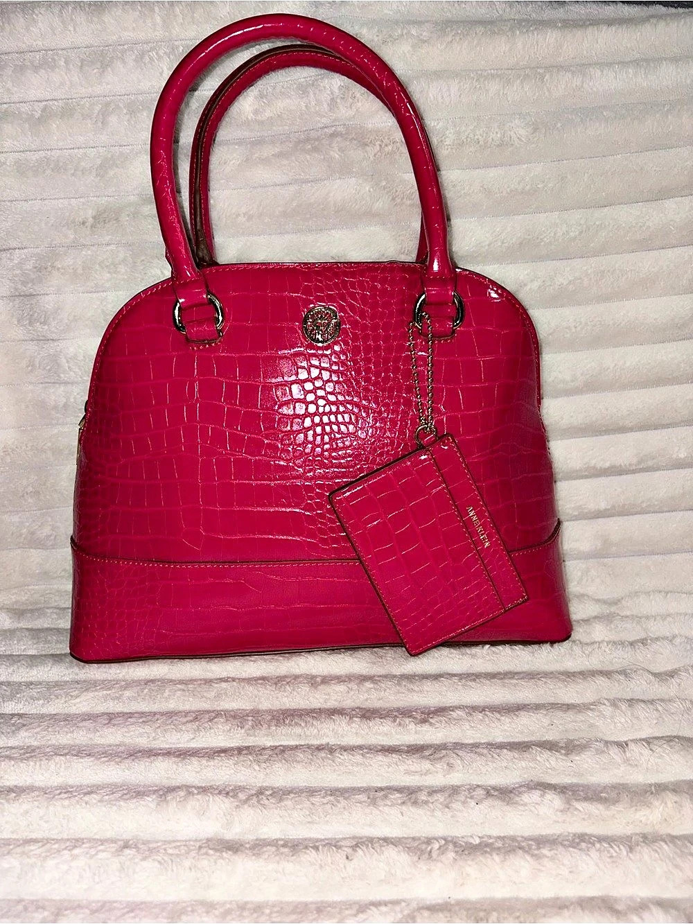 Anne Klein Crocodile-Embossed purse Pink